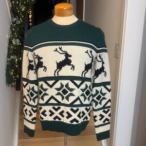 TOPMAN Reindeer Fair Isle Wool-Blend Sweater | Men’s Small (S)